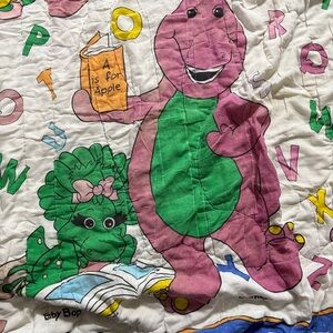 Barney and Baby Bop Vintage Twin Size Comforter Dinosaur Quilt Bedding Quilt